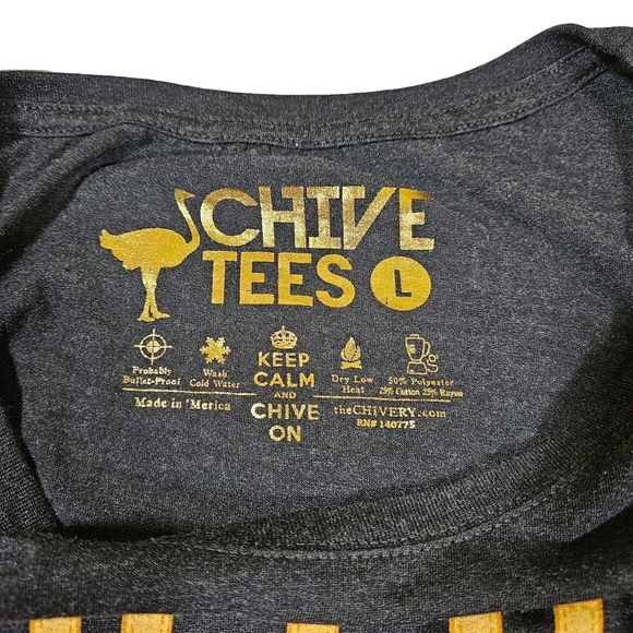 Chive T Shirt, Heather Black, Gold/Yellow Chive Logo, Size Large - Picture 6 of 8
